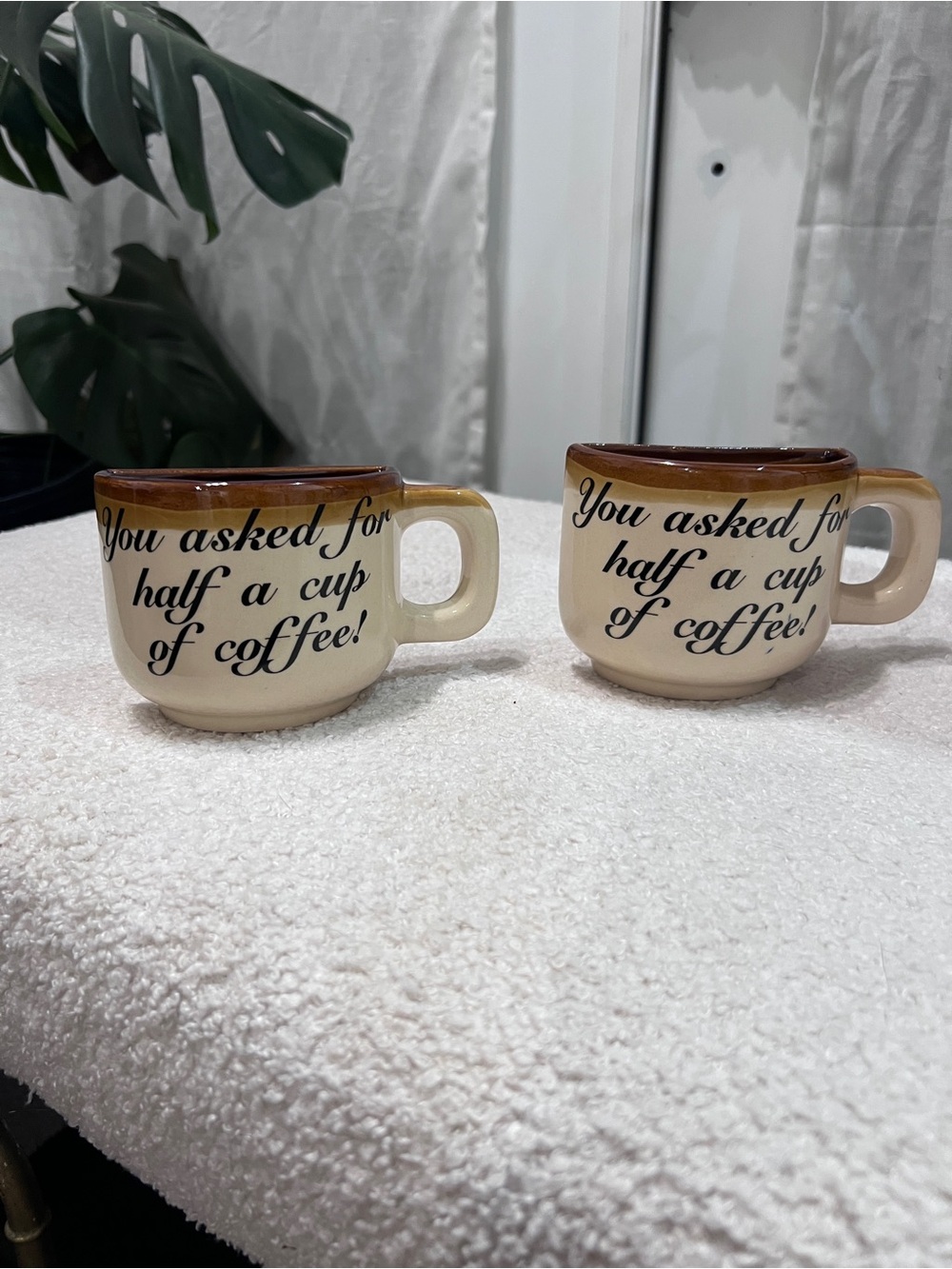 You Asked For Half a Cup of Coffee! Ceramic Mug - Cream and Brown